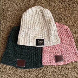 Love Your Melon Beanie Set - Cream, Pink, and Green